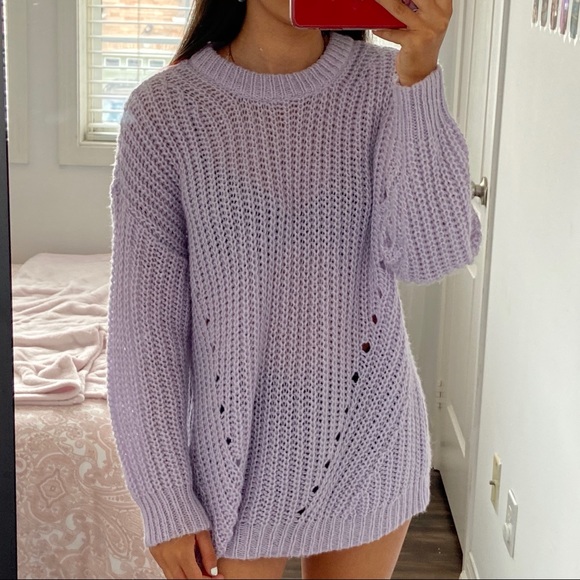 American Eagle Knitted Purple Crewneck Sweater - Picture 2 of 5